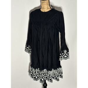 Zara boho chic tunic dress with embroidery black medium